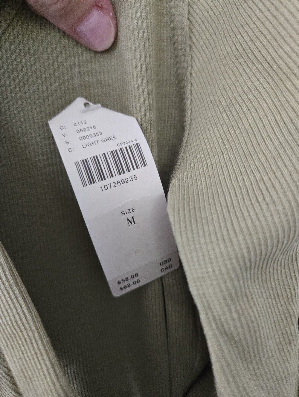 NWT Pilcro Olive Green Long-Sleeve Scoop Neck Notch Tee - Picture 5 of 6